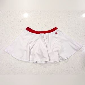 REBEL ATHLETICS Flouncy Flowy Cheer Cheerleading skirt skort w/ shorts Red White